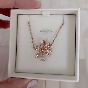 Swarovski Volta Rose Gold Crystal Bow Necklace